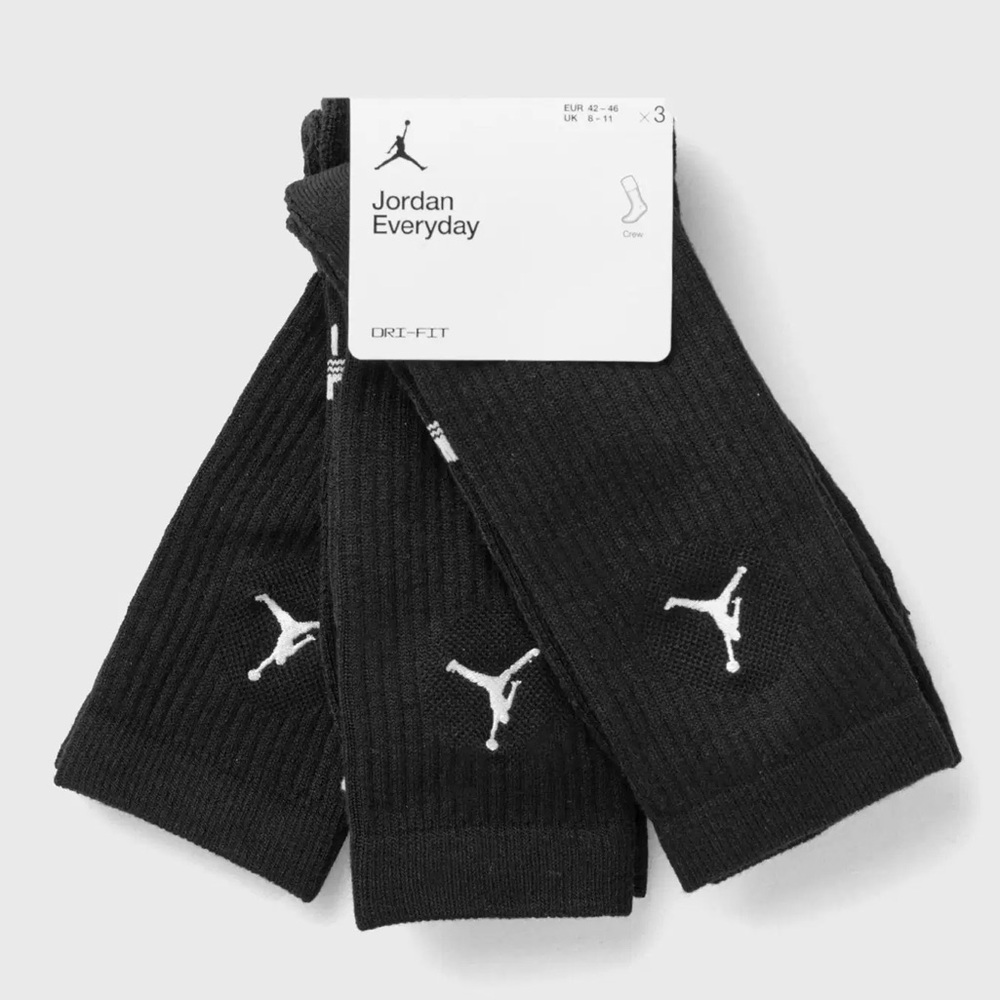 Nike Air Jordan Dri-fit Everyday Crew Socks black 3 pairs S M L XL